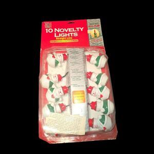 Vintage Deadstock New 10 Snowman Holiday Christmas String Light Set 9 ft.‎
